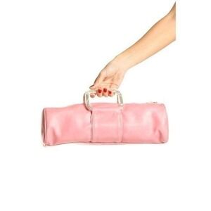 ALDO Pink Barrel Bag Clear Handle Zipper Closure Evening Bag